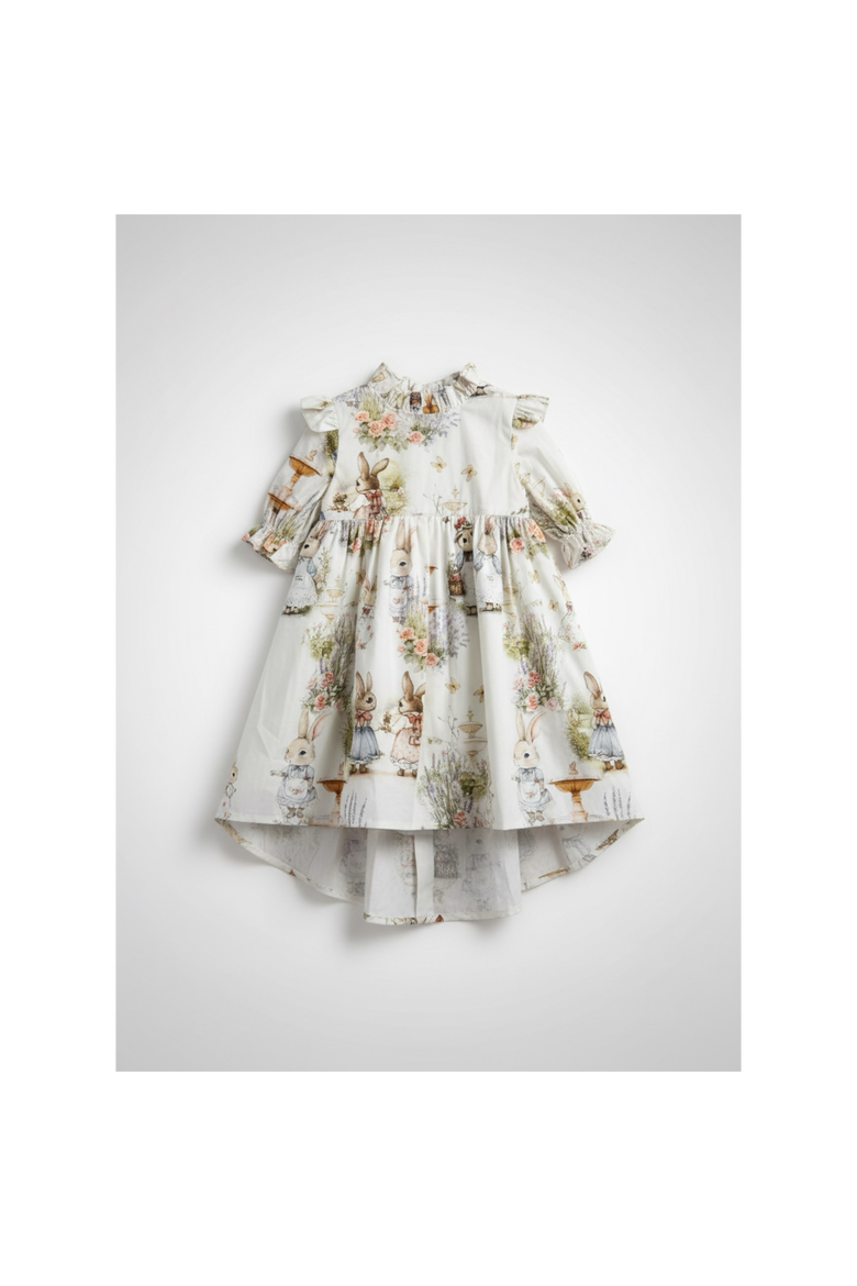 Aoki Bramble Rabbit Short Sleeve Dress, Alternate, color, 6Y
