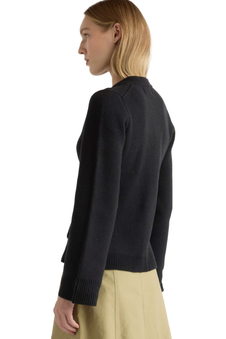 Eames Cotton Wool Button Cardigan, Alternate, color, Black