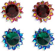 Tasha 2-Pack Crystal Flower Stud Earrings