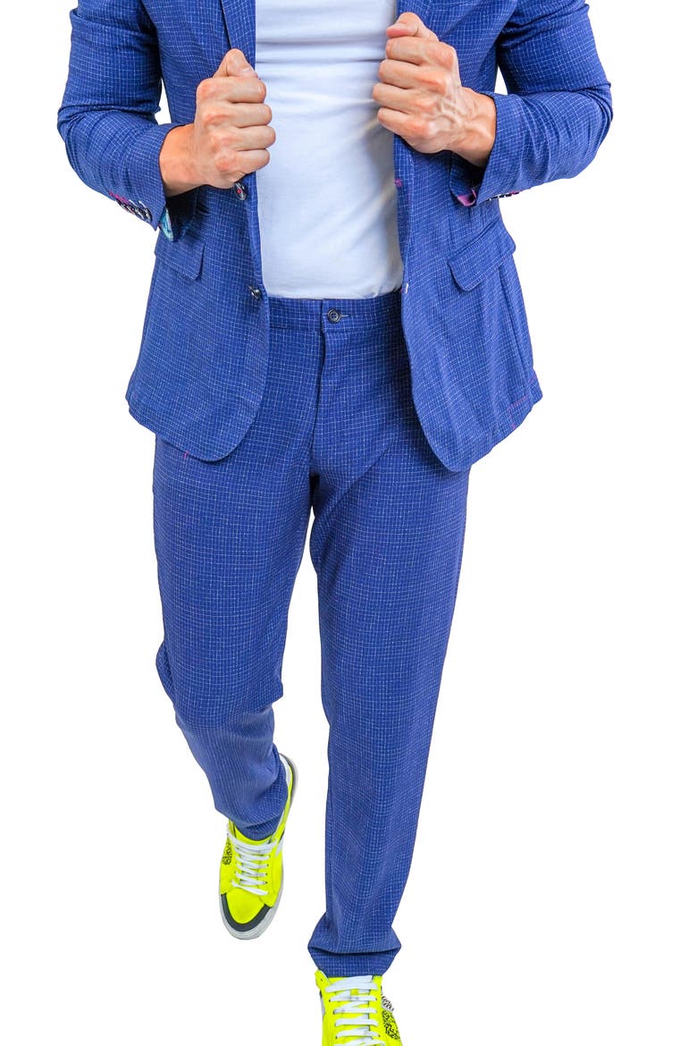 Squared Blue Stretch Flat Front Pants, Alternate, color, BLUE