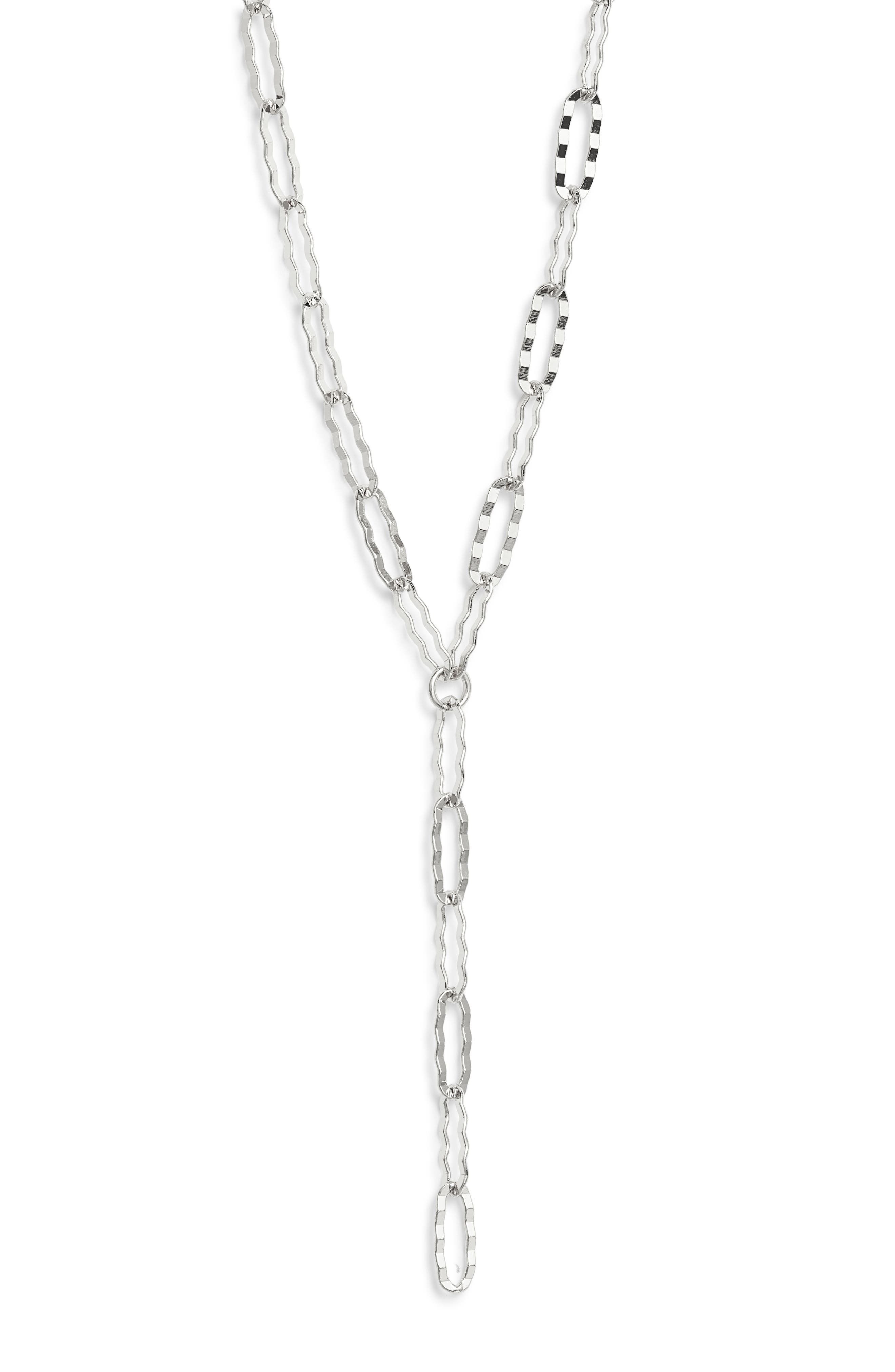 Nordstrom Hammered Paper Clip Chain Y-Necklace