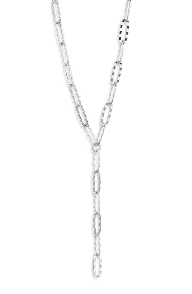 Nordstrom Hammered Paper Clip Chain Y-Necklace, Main, color, Silver