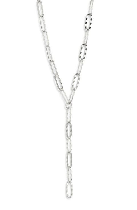 Hammered Paper Clip Chain Y-Necklace