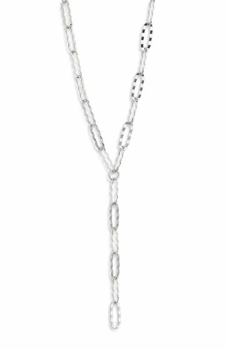 Nordstrom Hammered Paper Clip Chain Y-Necklace