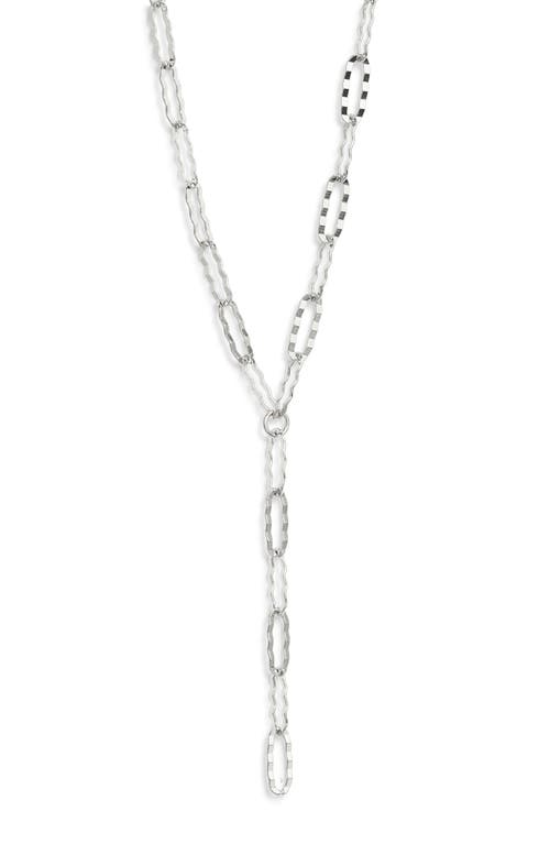 Nordstrom Hammered Paper Clip Chain Y-necklace In Metallic