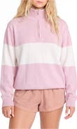 Menina Step Colorblock Stripe Quarter Zip Cotton Sweater