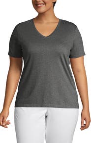 Lands' End Plus Size Relaxed Supima Cotton V-Neck T-Shirt