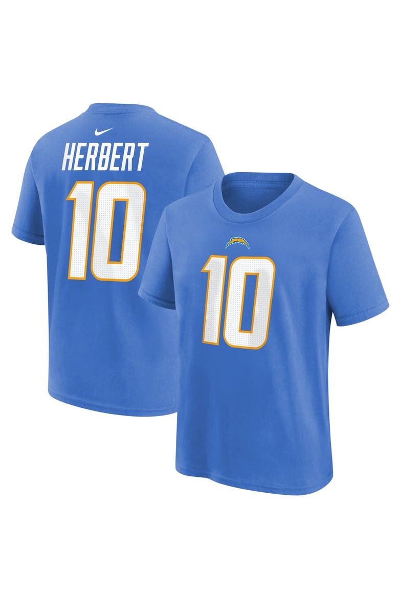 Youth Nike Justin Herbert Powder Blue Los Angeles Chargers Player Name & Number T-Shirt, Main, color, Powder Blue
