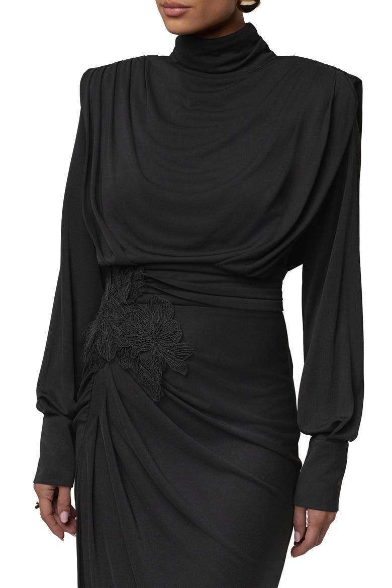 Radiance Long Sleeve Gown, Alternate, color, BLACK
