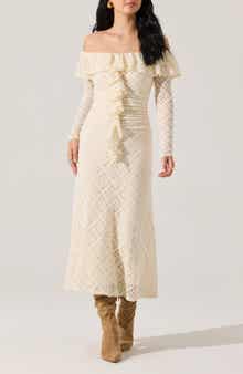 Dorian Lace Long Sleeve Off the Shoulder Maxi Dress