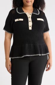Adrianna Papell Open Stitch Polo