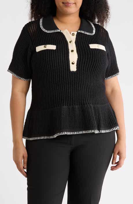 Adrianna Papell Open Stitch Polo