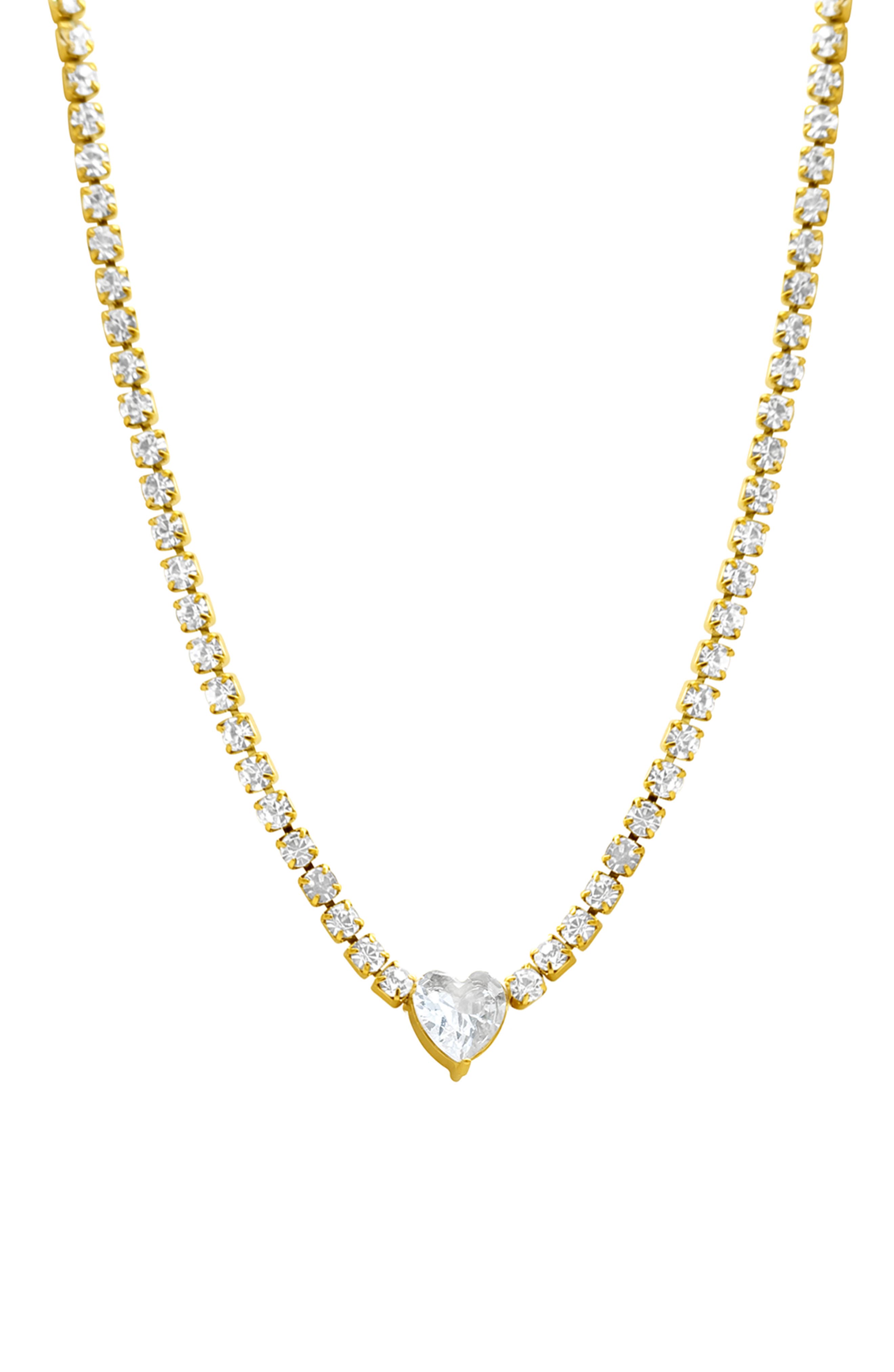 Adornia Water Resistant CZ Heart Tennis Necklace