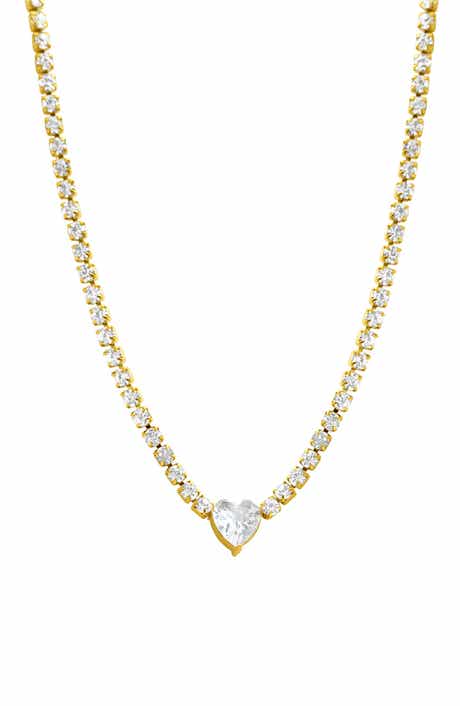 Adornia Water Resistant CZ Heart Tennis Necklace