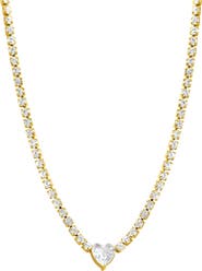 Adornia Water Resistant CZ Heart Tennis Necklace