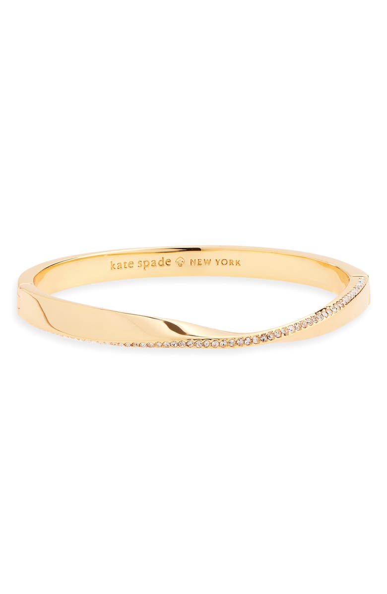 Kate Spade New York crystal hinged bangle bracelet, Main, color, Clear/Gold