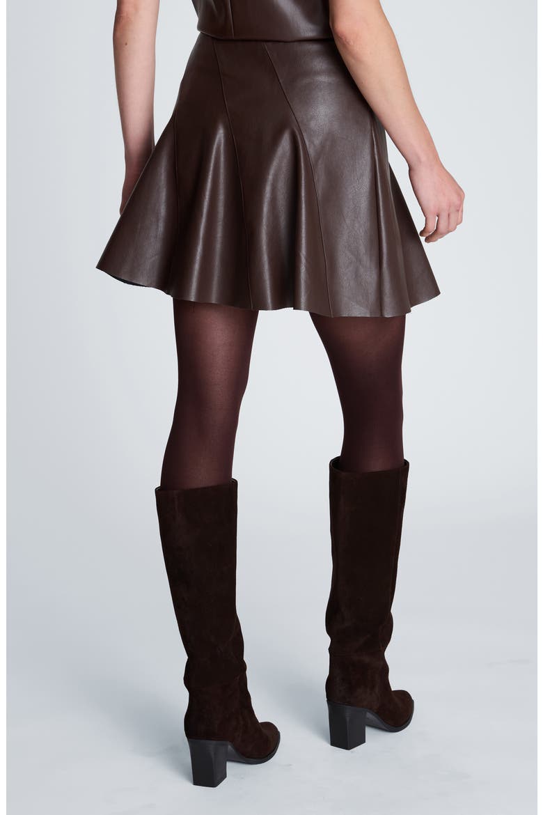 Faux Leather Seamed Flare Miniskirt, Alternate, color, MEDIUM BARK