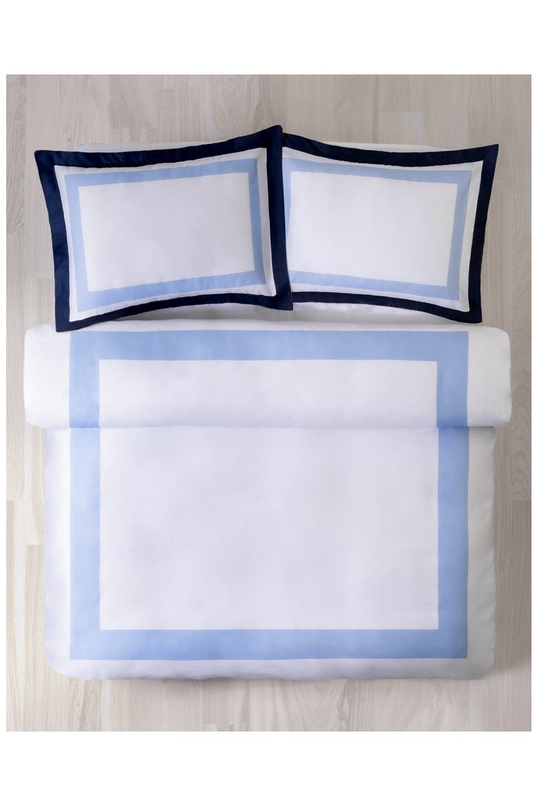 Double Border Sateen Weave Duvet Cover & Sham Set, Alternate, color, NAVY