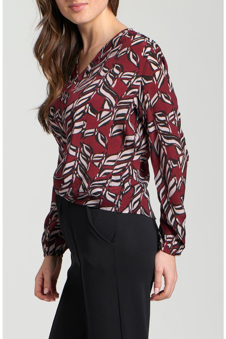 Print Tie Front Top, Alternate, color, WINE