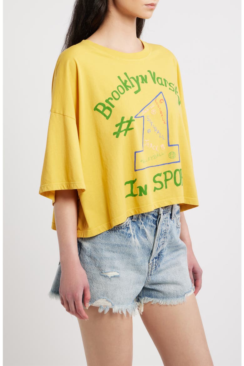 Number One in Sports Graphic Cropped T-shirt, Alternate, color, YELLOW HONEY