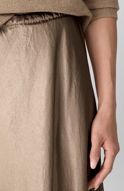 Eileen Fisher Crinkle Satin Bias Skirt In Brown