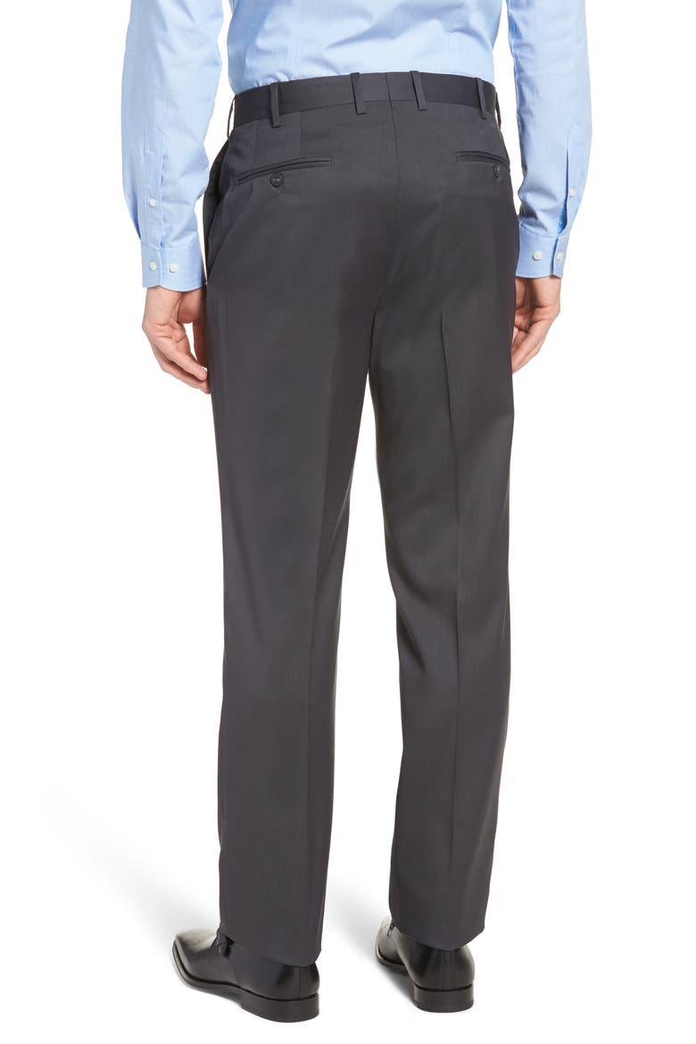 Torino Classic Fit Flat Front Solid Dress Pants, Alternate, color, GUNMETAL