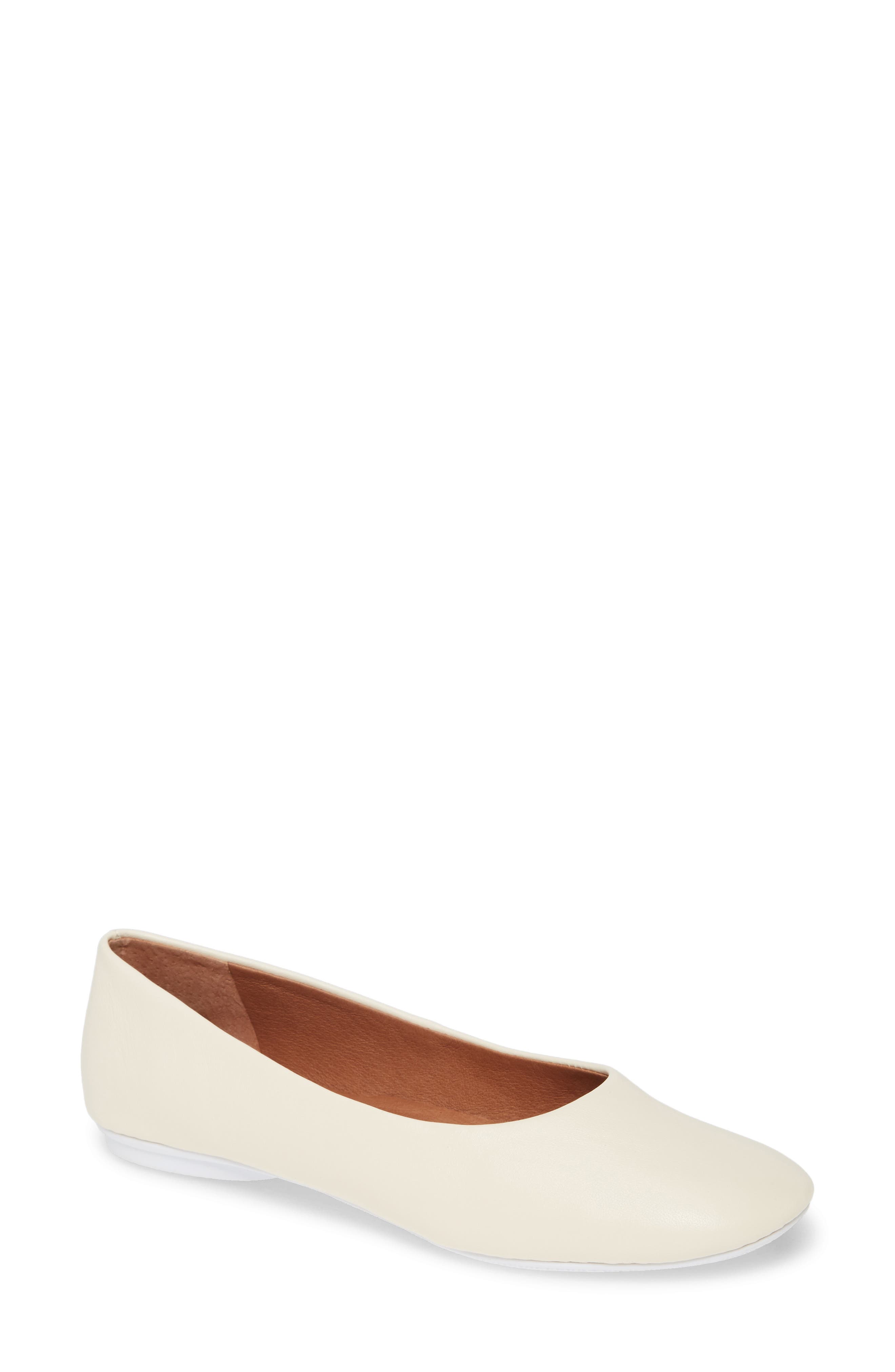 Signature Eugene Travel Ballet Flat, Main, color, WHITE LEATHER