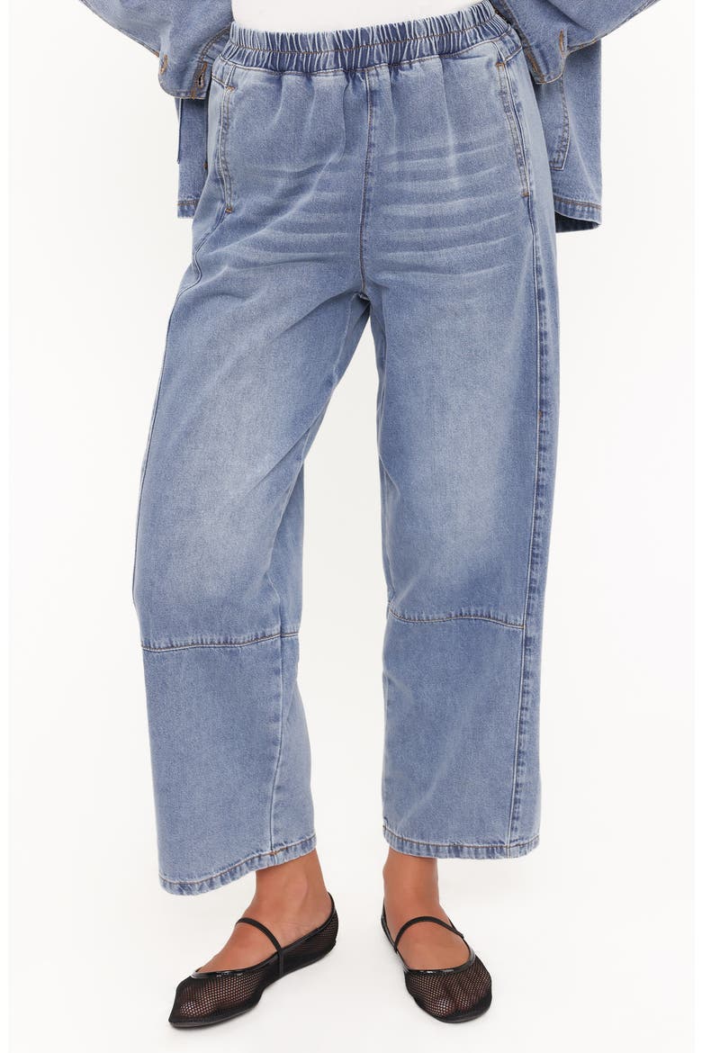Sophie Pull-On Crop Barrel Jeans, Main, color, MEDIUM WASH