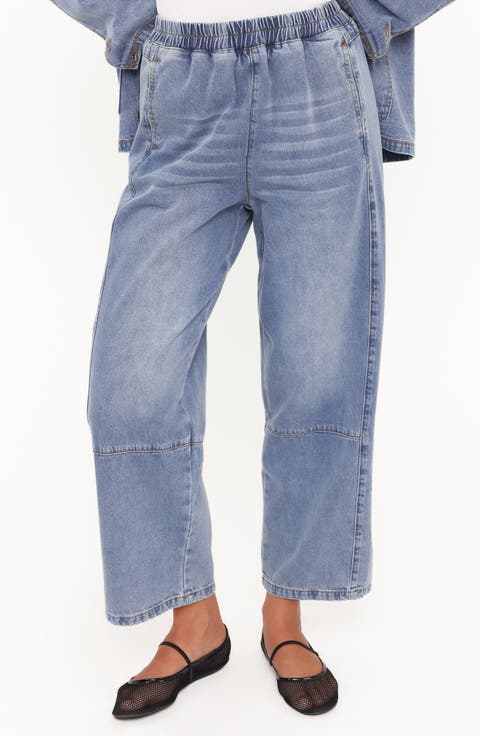 Sophie Pull-On Crop Barrel Jeans