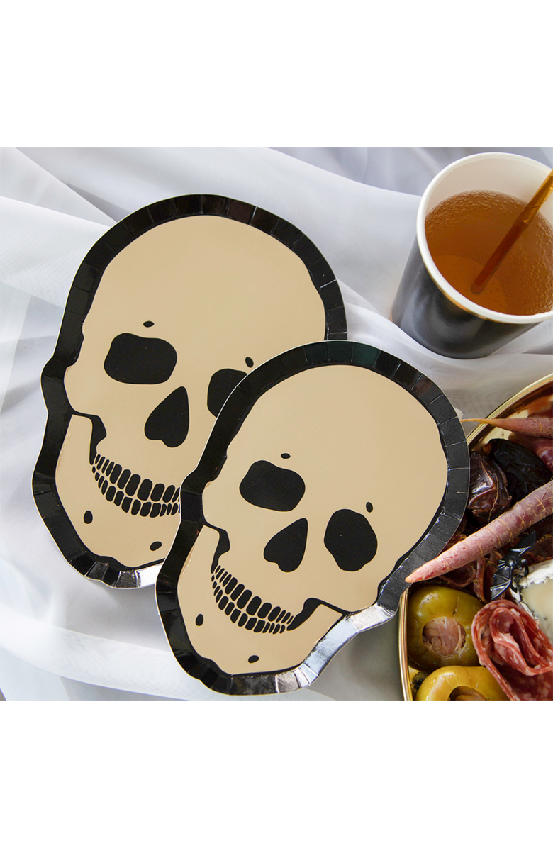 Jollity & Co. Gold Skull Plates, Alternate, color, Small Dessert Plates - 7"