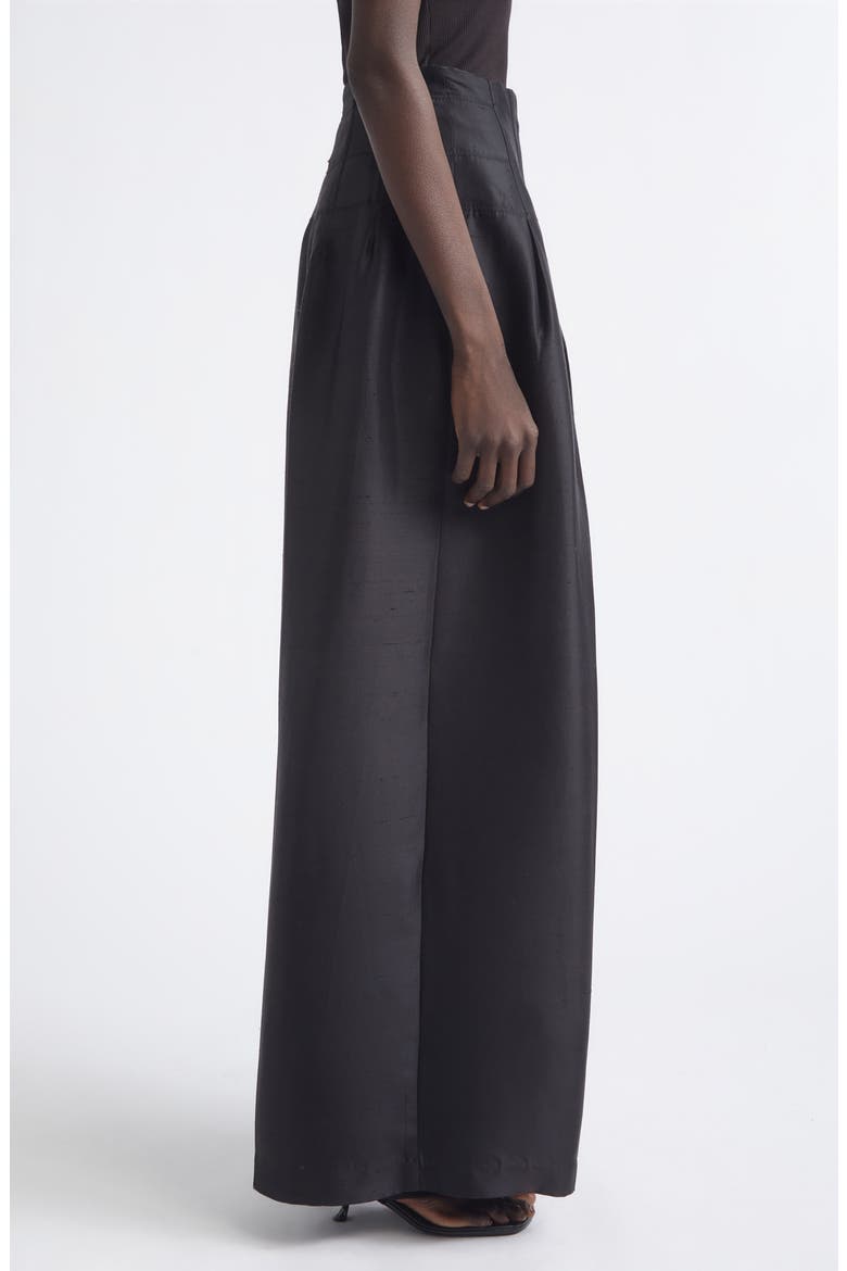 Condesa Corseted Shantung Silk Trousers, Alternate, color, BLACK