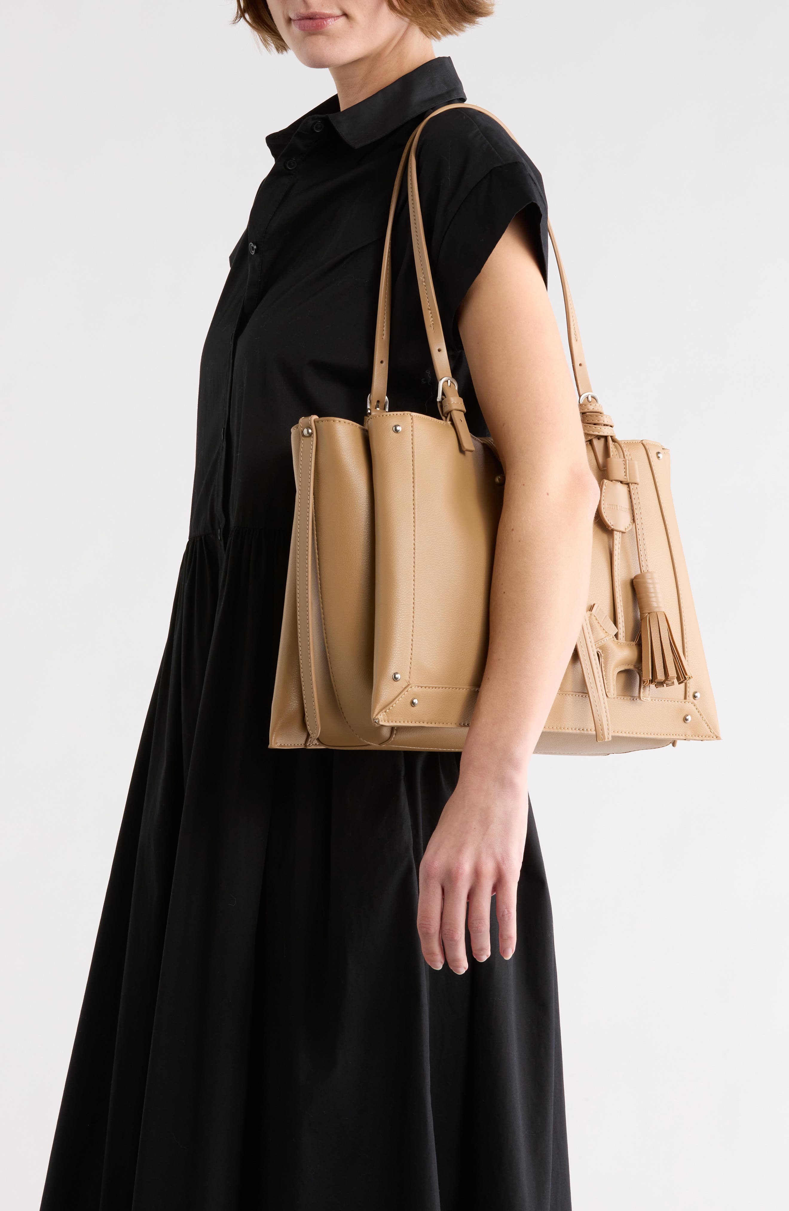 Steve Madden Selena Tote, Alternate, color, Latte