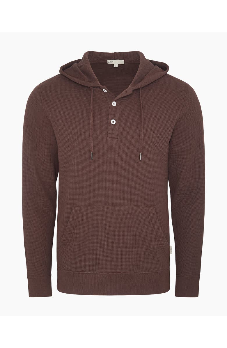 Onia Heavyweight Cotton Waffle Hoodie, Alternate, color, Java