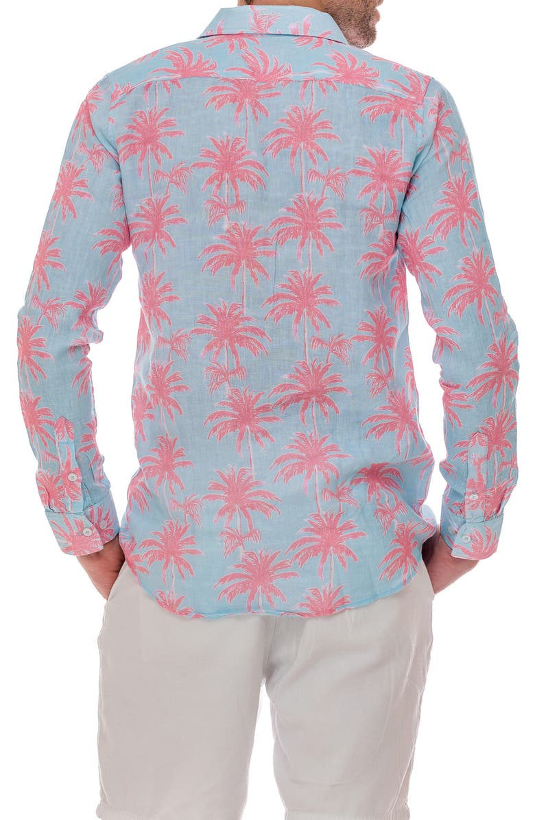 RANEES Linen Palm Button-Up Shirt, Alternate, color, 