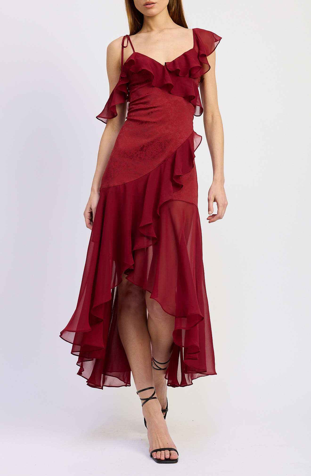 En Saison Annalis Ruffle High-Low Maxi Dress