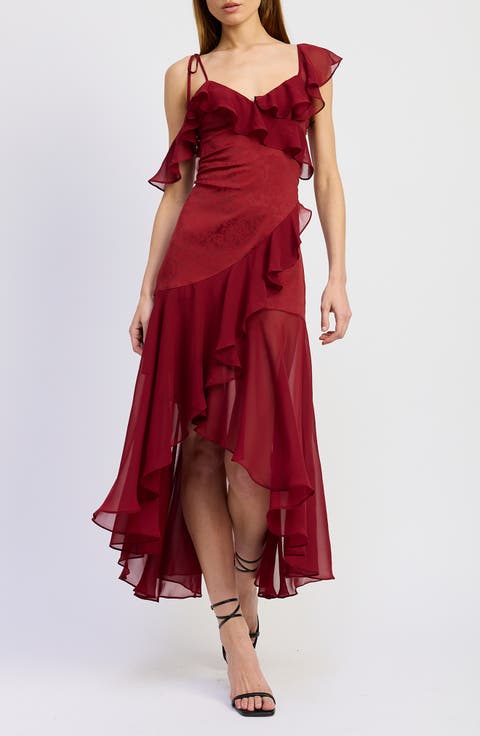 Annalis Ruffle High-Low Maxi Dress