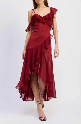 En Saison Annalis Ruffle High-Low Maxi Dress