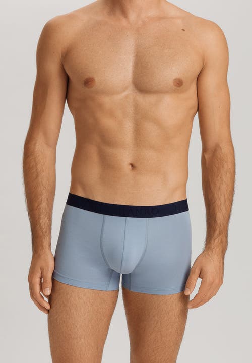 Hanro Cotton Essentials 2-pack Cotton Boxer Briefs With Covered Waistband In Blue
