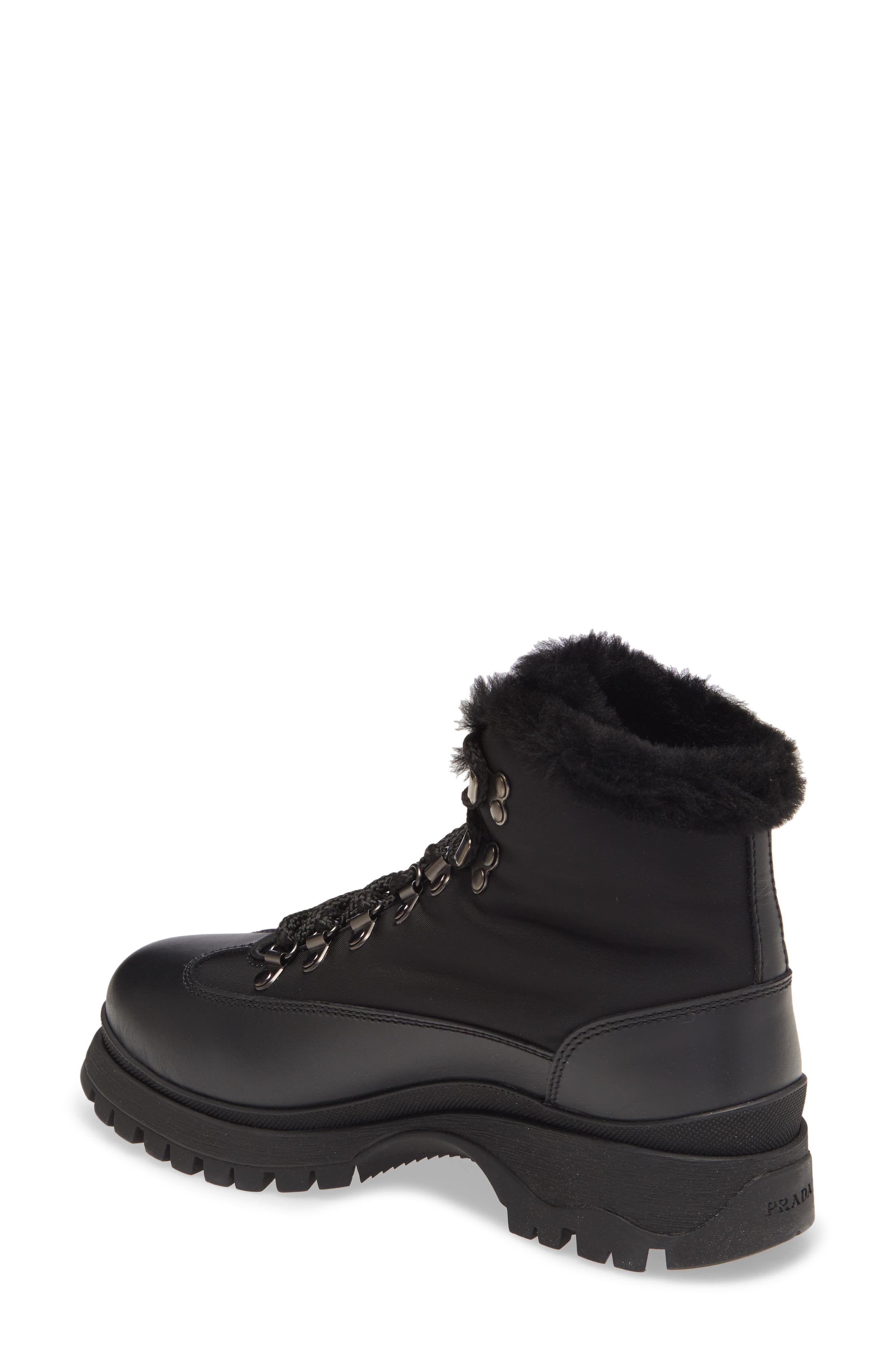 Prada Brixxen Genuine Shearling Hiker Boot, Alternate, color, 