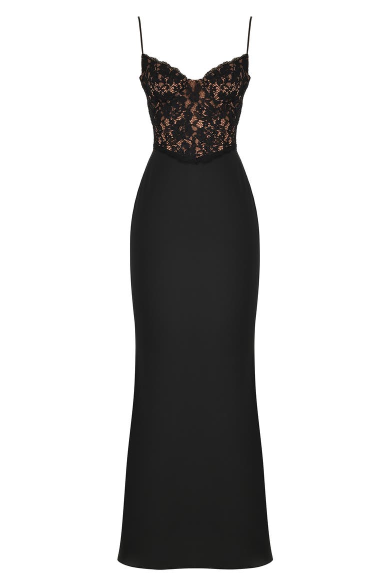 Cara Corset Illusion Lace Underwire Cocktail Dress, Alternate, color, BLACK