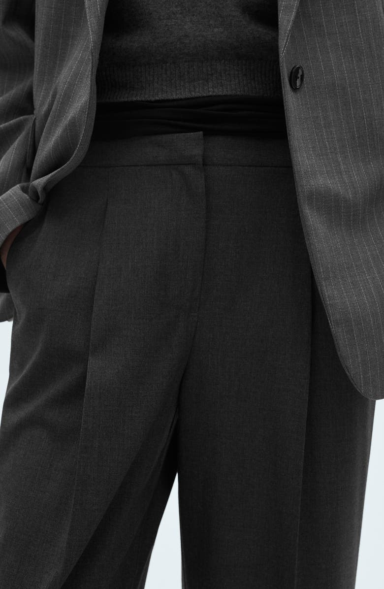 MANGO Pleated Wide Leg Pants, Alternate, color, Grey