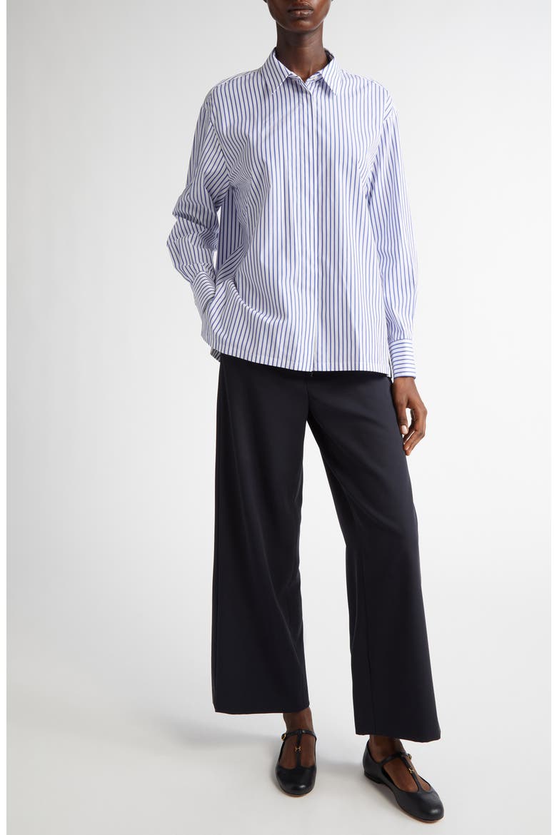 Tata Stripe Cotton Button-Up Shirt, Alternate, color, OPTICAL WHITE