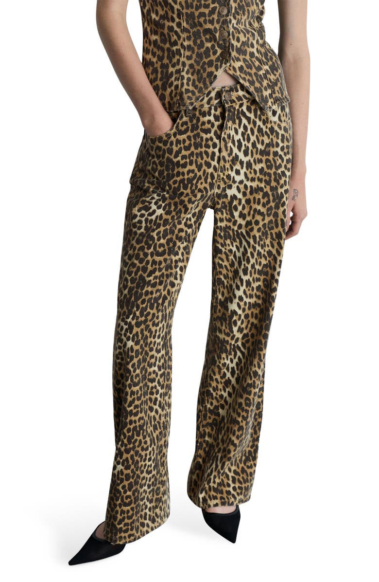 MANGO Leopard Print High Waist Jeans, Main, color, 