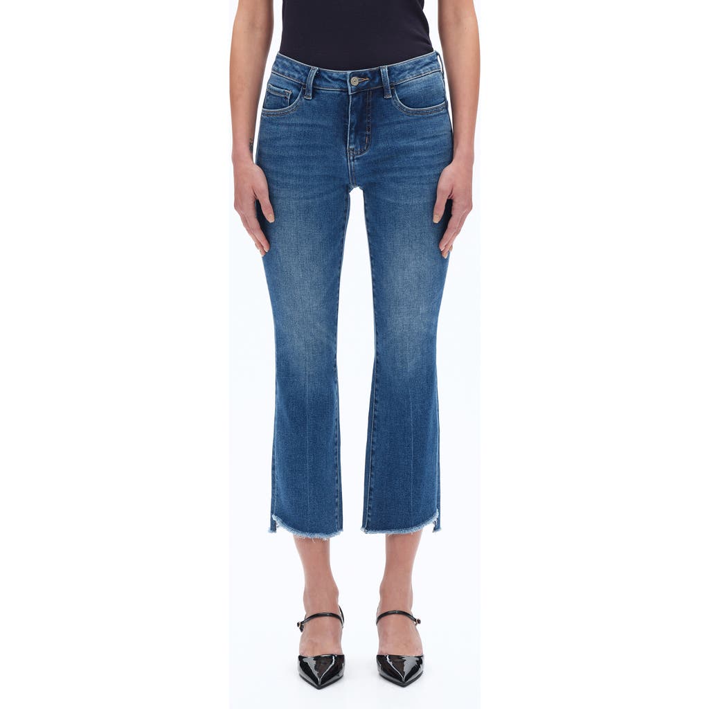 Bayeas Frayed Step Hem Mid Rise Ankle Bootcut Jeans