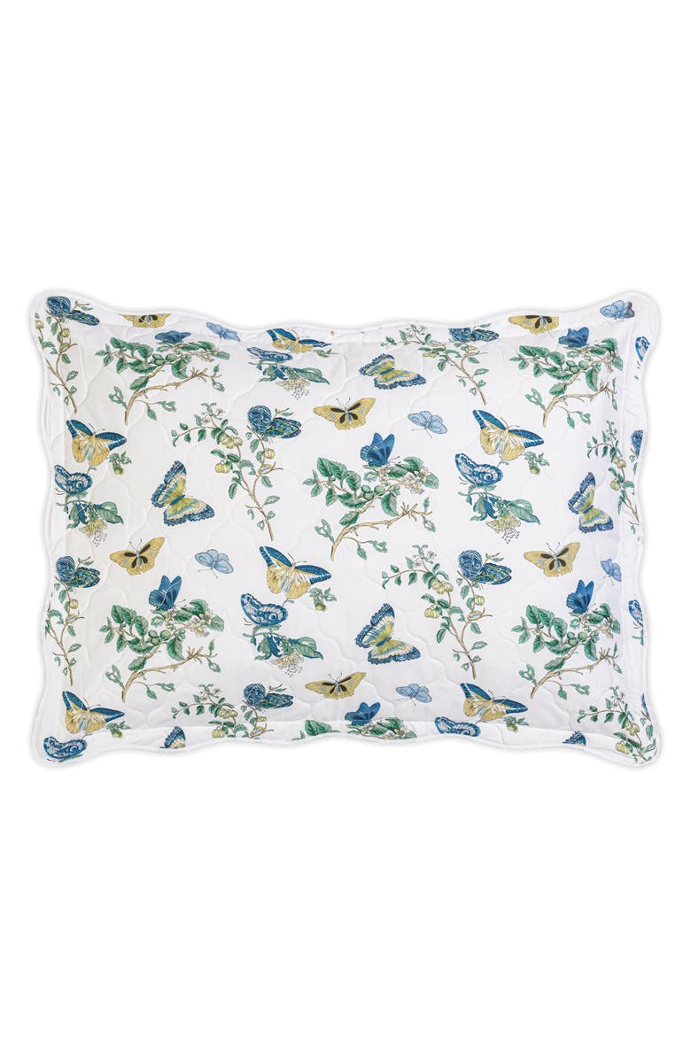 Matouk Baudin Butterfly Quilted Sham, Main, color, Prussian Blue