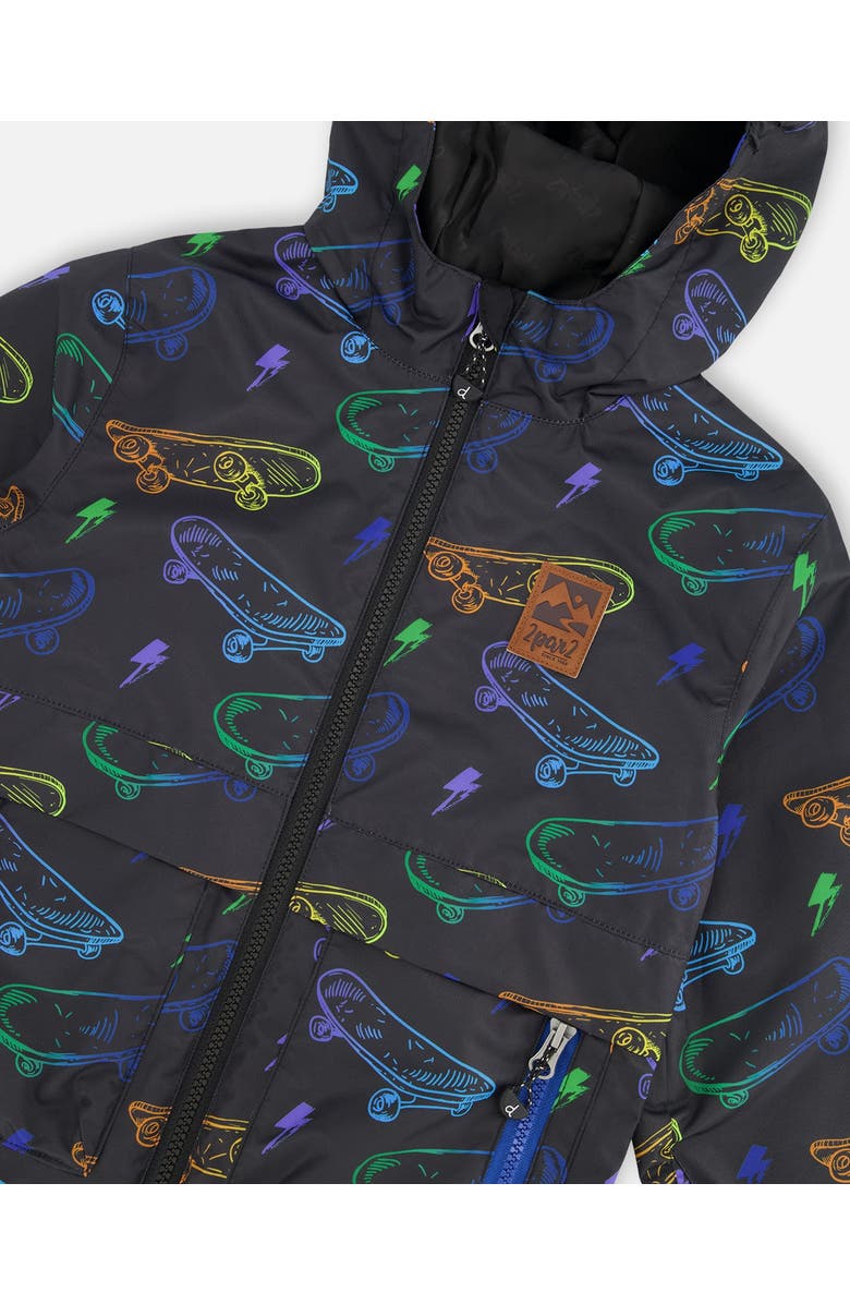 Deux par Deux Mid-Season Skateboards Jacket, Alternate, color, Black Printed Skateboards