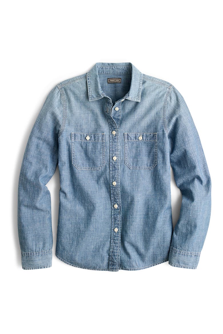 Button-Up Japanese Denim Shirt, Alternate, color, SERENE BLUE