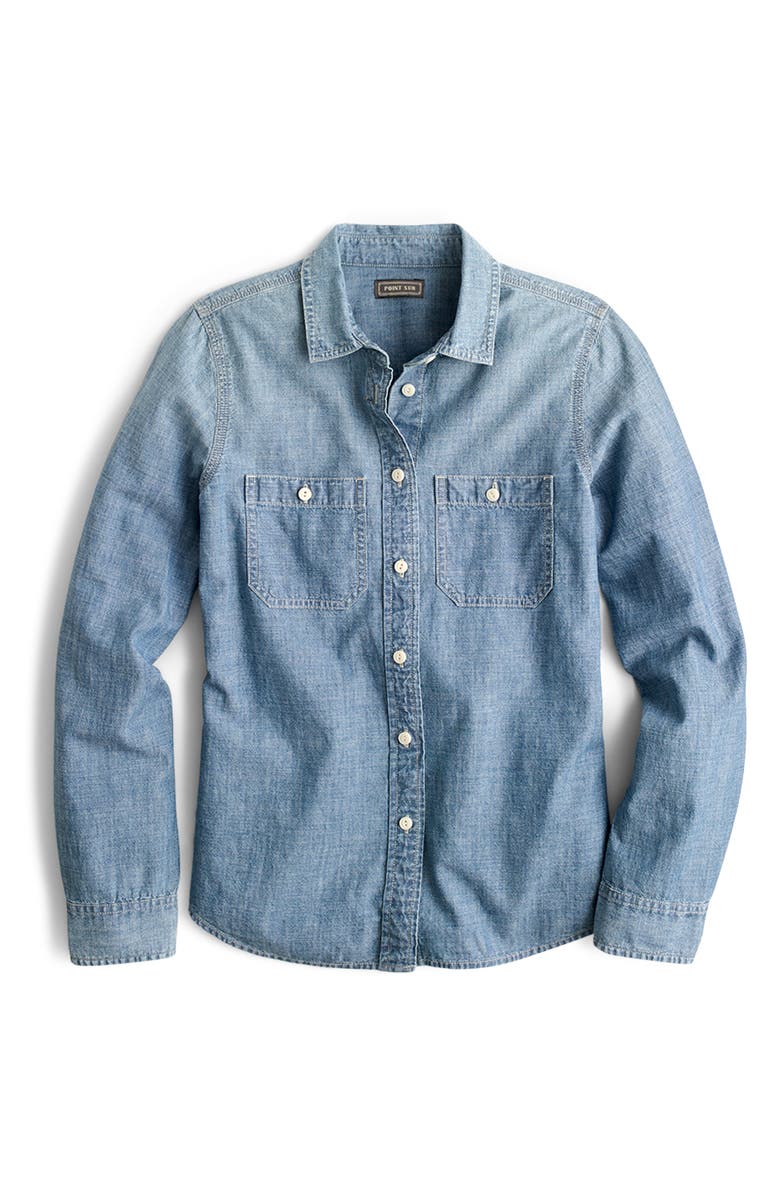J.Crew Button-Up Japanese Denim Shirt, Alternate, color, 