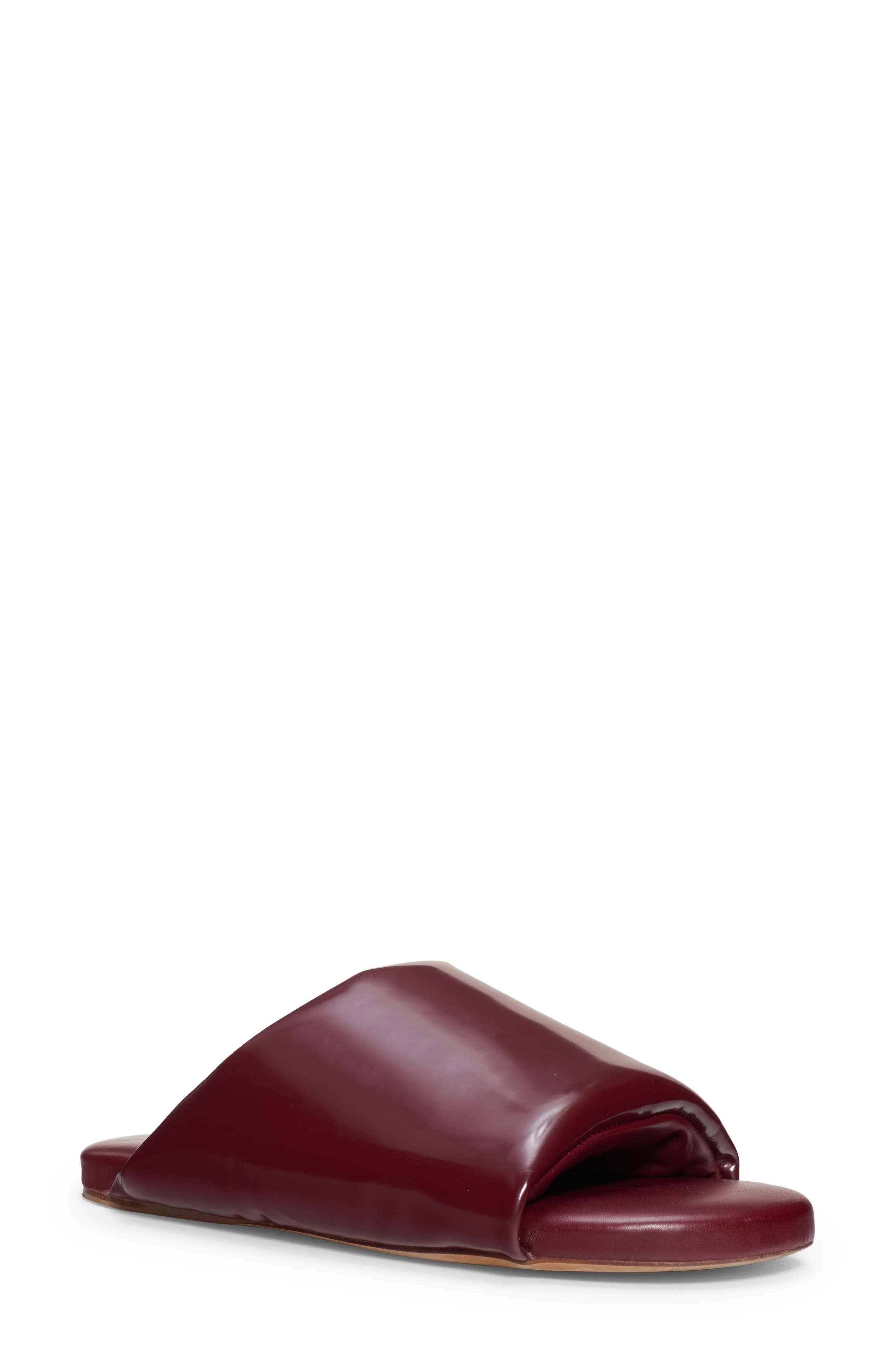 Latex Leather Slide Sandal, Main, color, MERLOT