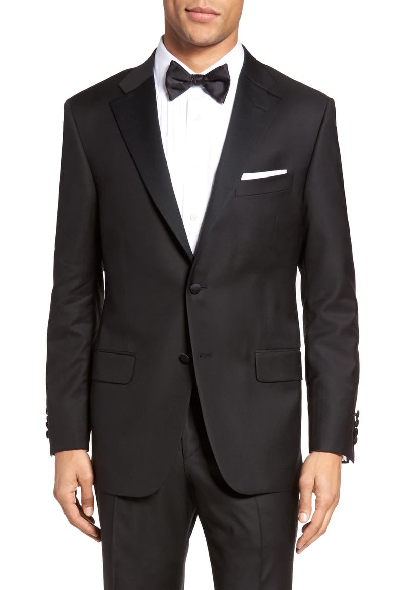 Classic B Fit Wool Tuxedo, Alternate, color, BLACK